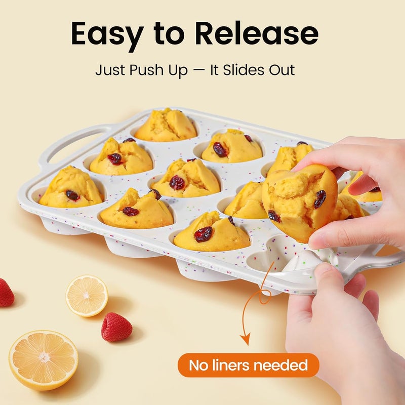 Fimary Premium Silicone Heart-Shaped Baking Mold with Metal Reinforced Frame – 2 Pack Non-Stick Cupcake & Muffin Pan for Baking Chocolate, Egg Bites & Brownies – BPA Free, Dishwasher & Oven Safe - Image 3