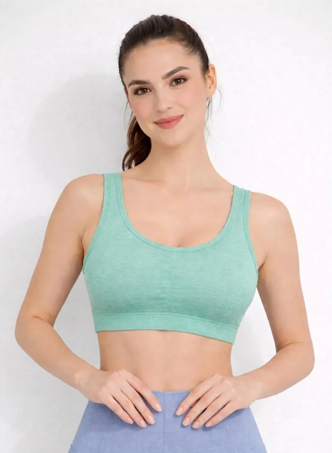 Take Two Green Removable Pad Sports Bra By Lazzycat