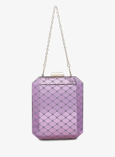 London Rag Pink Metallic Cut Out Clutch Bag