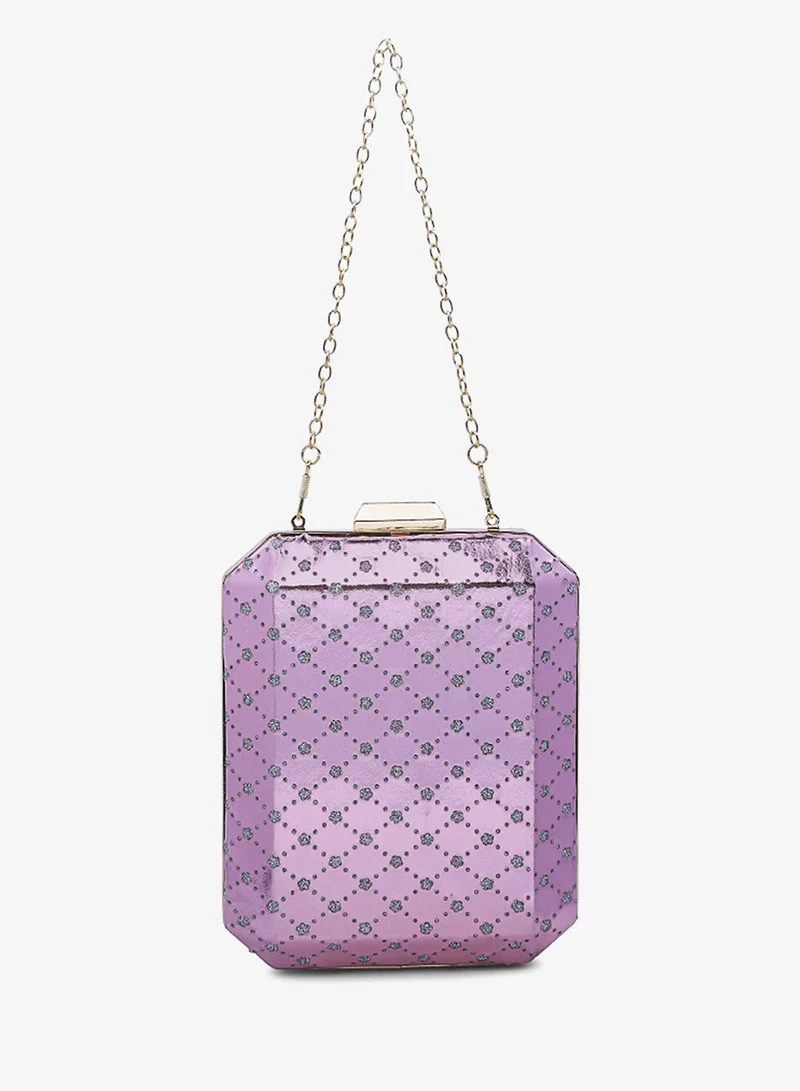 London Rag Pink Metallic Cut Out Clutch Bag