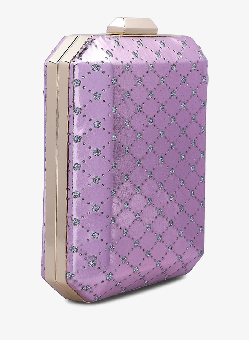 London Rag Pink Metallic Cut Out Clutch Bag