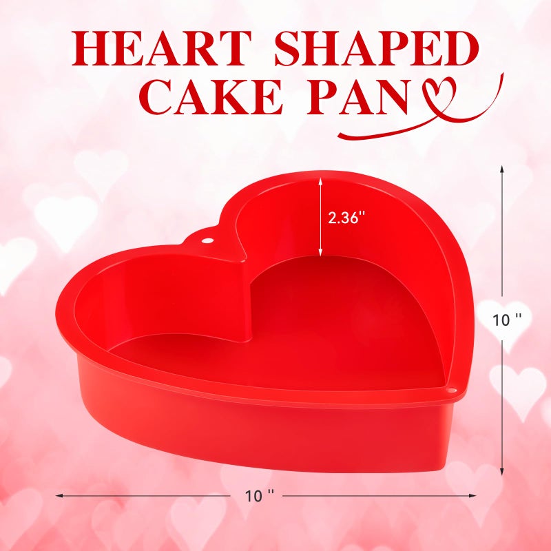 Puyeipt 10 Inch Heart Shaped Cake Pans, 2 Pack Nonstick Large Silicone Heart Baking Molds for Valentine's Day, Wedding, Birthday Party - Image 2