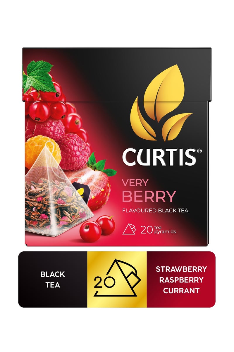 CURTIS Very Berry Ceylon Black Tea Blended With Wild Berries 20 Pyramid Tea Bags  - Image 1