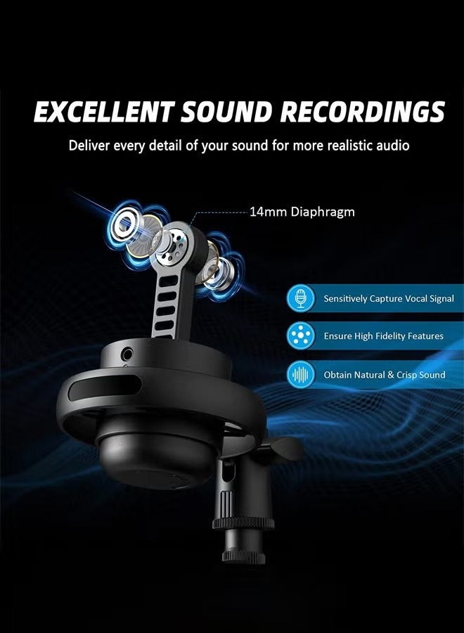 HQ-GAMING Gaming Microphone Computer Microphones, USB PC Mic for Streaming, Podcasts, Recording, Condenser Computer Desktop Mic on PS4/PS4pro/PS5, with RGB Control, Mute Touch, 3.5mm Headphone Jack  - Image 4
