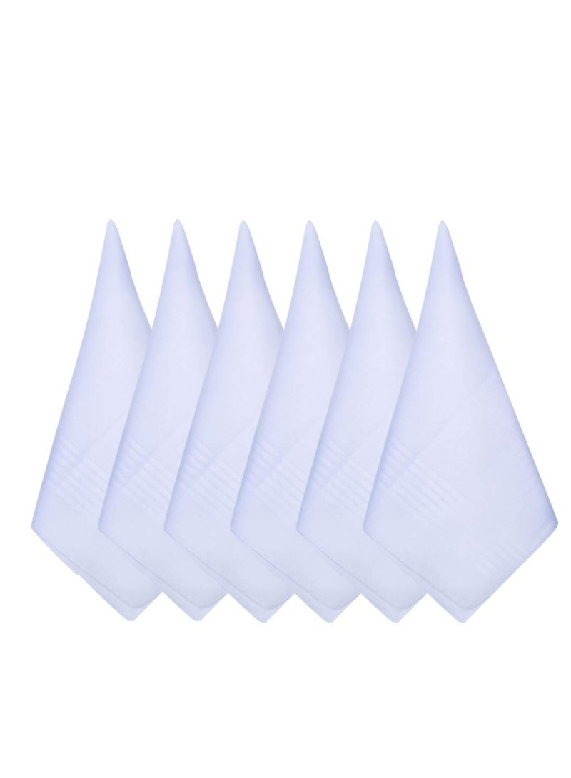 Cotton Handkerchief, 6 Pcs White Pocket Square, Men's Soft Pure White Cotton Handkerchiefs, Large Pocket Squares Hankies, with Satin Border, 16" x 16" (40cmx40cm)  - Image 1