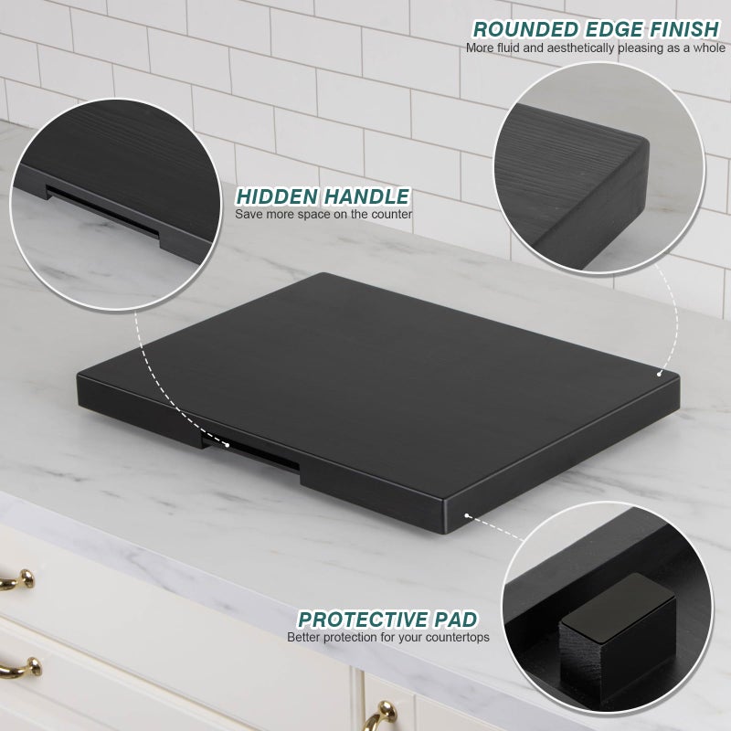 ANBOXIT Appliance Slider, Wooden Sliding Tray for Coffee Maker, Coffee Pot Slider for Counter, Kitchen Caddy Rolling Tray (Classic Black- Wide) - Image 4