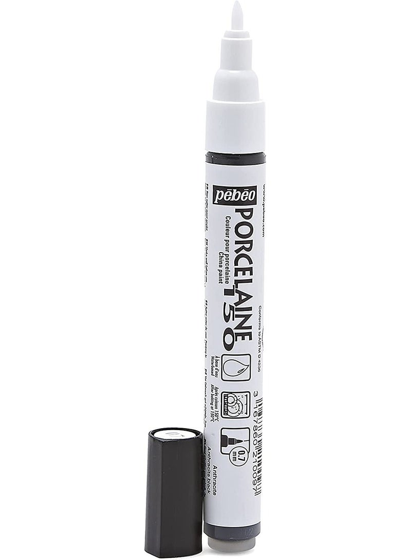 Pebeo Porcelaine 150 Ceramic Paint Fine Tip Marker - Anthracite Black 0.7 mm - Image 3