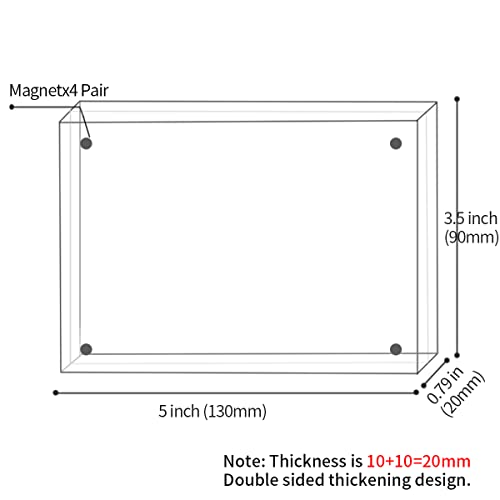 Sezanrpt Acrylic Photo Frames 35x5 Pack of 3 Double Side Magnets Picture Frame Magnetic Picture Frames for 3x4 3x5 35x45 photo 10 10MM Thickness - Image 3