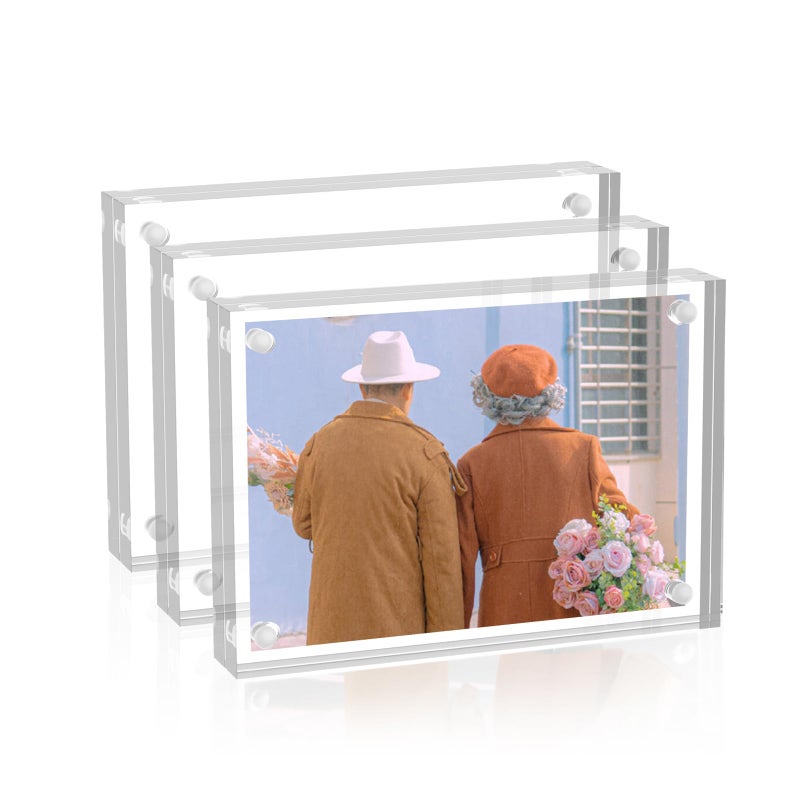 Sezanrpt Acrylic Photo Frames 35x5 Pack of 3 Double Side Magnets Picture Frame Magnetic Picture Frames for 3x4 3x5 35x45 photo 10 10MM Thickness - Image 2