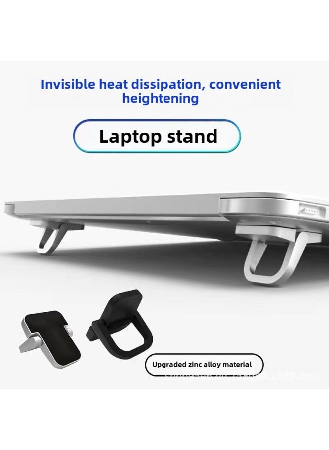 Generic - Laptop Stand Invisible Paste Bracket Folding Storage Portable Elevated Rack Keyboard Foot Pad Support Rack-Color:Double Gear Silver Abs Material - Image 1