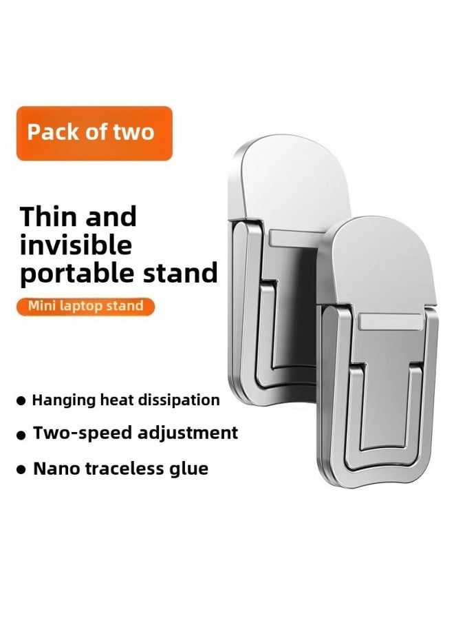 Generic - Laptop Stand Invisible Paste Bracket Folding Storage Portable Elevated Rack Keyboard Foot Pad Support Rack-Color:Double Gear Silver Abs Material - Image 1