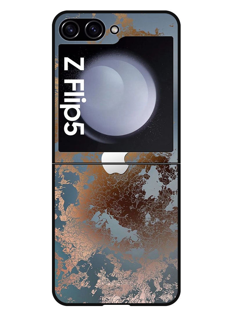 Theodor Protective Case Anti Scratch Shock Proof Bumper Cover For Samsung Galaxy Z Flip 5 Golden Grey Design - Image 1