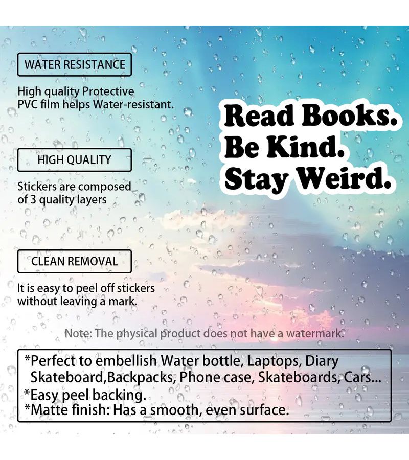 1Pc Cute Sticker Vinyl Decal Book Quote Vinyl Laptop Tumbler Water Bottle Gift - Image 3
