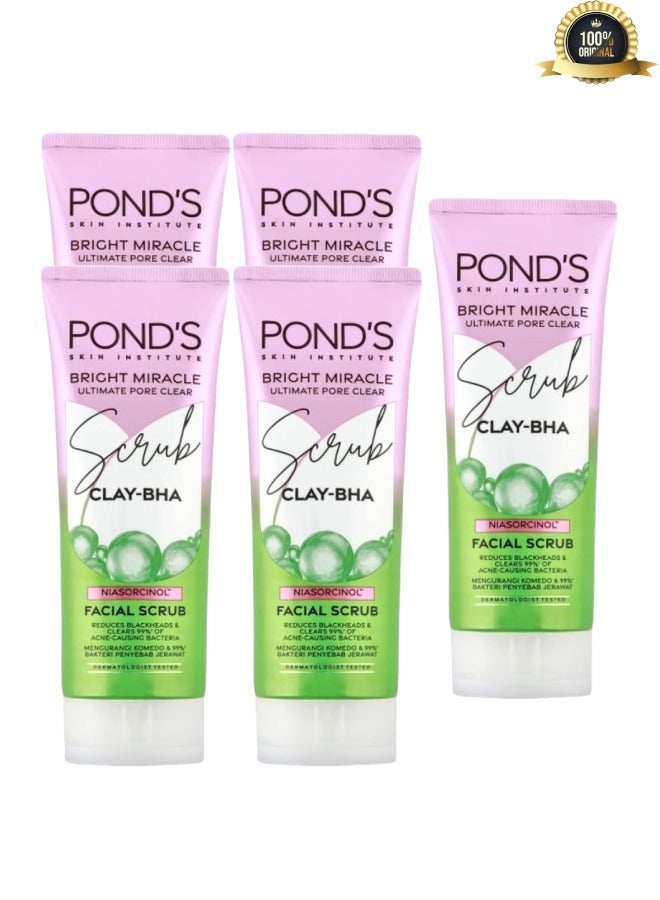 PONDS 5 Pieces Bright Miracle Ultimate Pore Clear Facial Scrub 100 Grams - Image 1