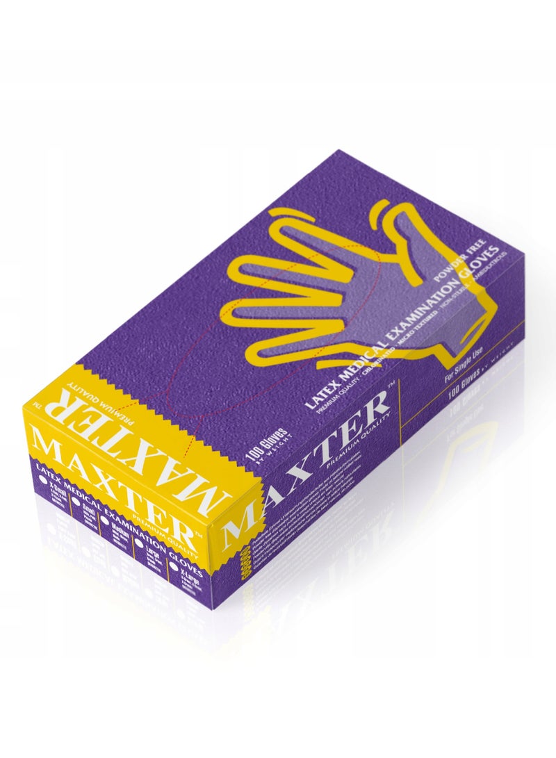 MAXTER White Latex Gloves L Medical Exam Powder Free Disposable Gloves 100 pcs per box LARGE (L) - Image 3