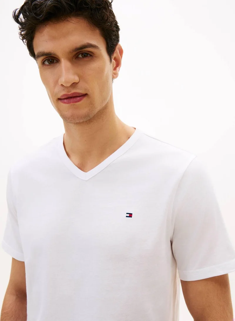 Tommy Hilfiger Black/White/Mid Grey Heather 3-Pack Signature V-Neck Jersey T-Shirts for Men | Best Price UAE