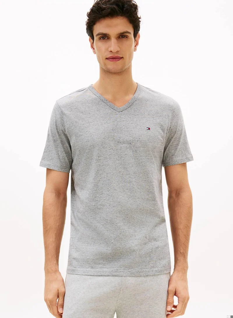 Tommy Hilfiger Black/White/Mid Grey Heather 3-Pack Signature V-Neck Jersey T-Shirts for Men | Best Price UAE