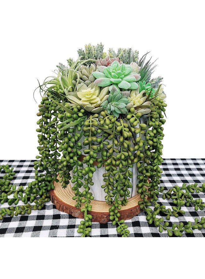 Supla 4 Pcs Artificial Hanging Succulents Faux Burros Tail Picks Trailing String of Pearls Succulents Fake Greenery Sprays for Basket Planter Centerpiece Floral Arrangement Indoor Outdoor Decor - Image 2