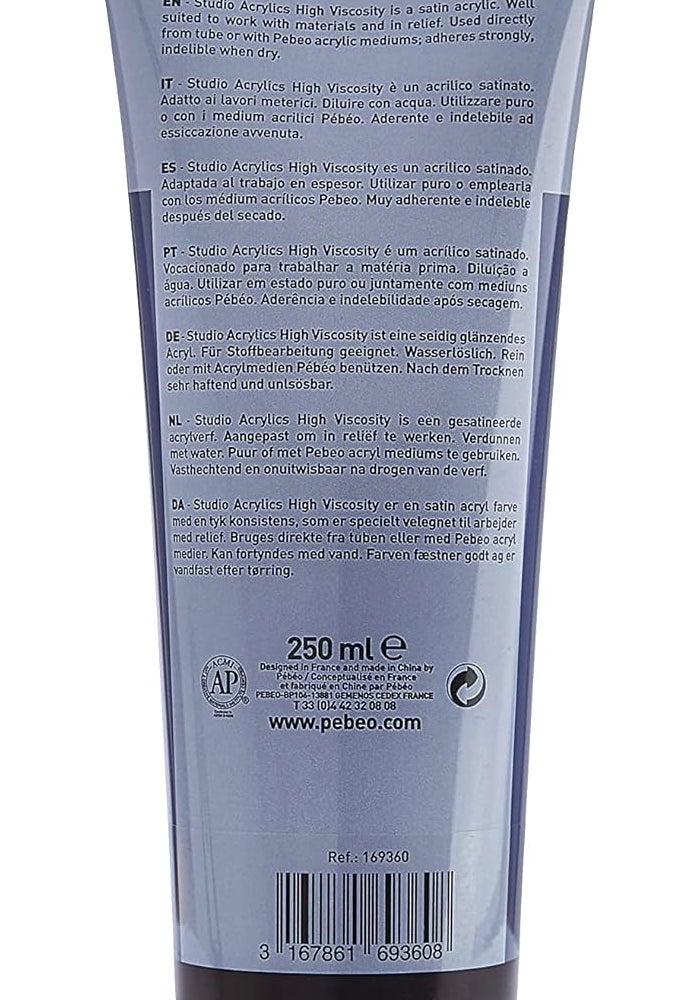 Pebeo Studio Acrylics High Viscosity Fine Acrylic Paint - Iridescent Blue Black, 250 ml (8.45 Fl Oz) - Image 2