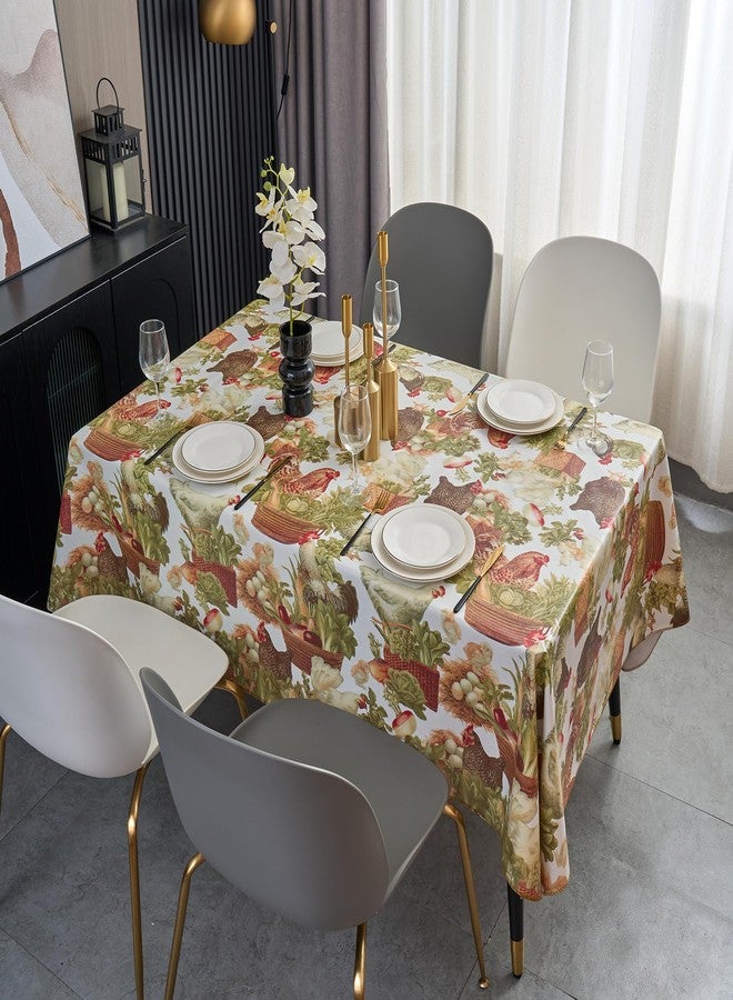 Pioggia مفرش طاولة من الفينيل مع بطانة من الفلانيل - مقاوم للماء والزيوت، سهل التنظيف - مفرش طاولة بلاستيكي - مثالي لطاولات الطعام، طاولات المطبخ، الحفلات (دجاج، مربع 54×54 بوصة) - Image 3