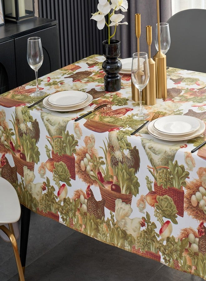 Pioggia مفرش طاولة من الفينيل مع بطانة من الفلانيل - مقاوم للماء والزيوت، سهل التنظيف - مفرش طاولة بلاستيكي - مثالي لطاولات الطعام، طاولات المطبخ، الحفلات (دجاج، مربع 54×54 بوصة) - Image 5