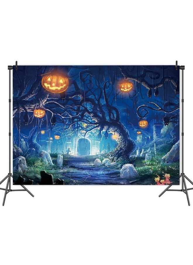 Fanghui - Spooky Night Photo Background 7X5Ft Pumpkin Lantern Photography Backdrop For Horror Halloween Party Portraits Decor Banner - Image 1