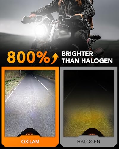 OXILAM H49003HB2 Bulb for Motorcycle HiLow Beam 800 Brighter 9003 Bulb 6000K Cool White 11 Halogen Size Plug and Play Pack of 1 - Image 3