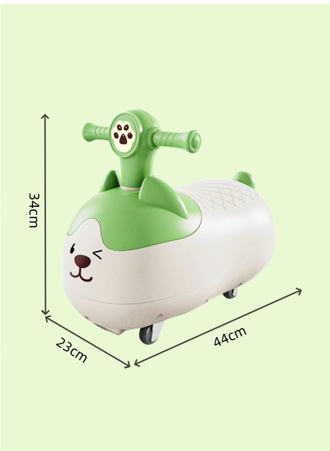 Wiggle Car for Kids Children's Twisting Car Peanut Car Yo-Yo Car Anti-Rollover Rocking Car Suitable For 1-3 Years Old Babies Silent Universal Wheels With Music（Green）  - Image 2