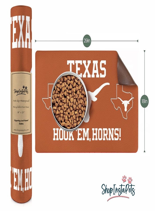ShopInstaPets Texas Longhorns Officially Licensed Food and Water Mat for Dogs and Cats | 18" x 29" | Non-Slip | Water-Proof - Image 2