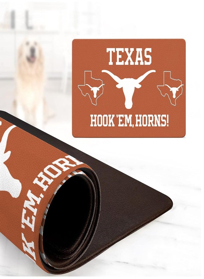 ShopInstaPets Texas Longhorns Officially Licensed Food and Water Mat for Dogs and Cats | 18" x 29" | Non-Slip | Water-Proof - Image 1