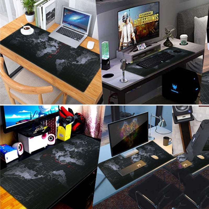 SKY-TOUCH Gaming Mouse Pad 90X40Cm, Anti-Skid Mouse Mat, World Map Mousepad Rubber Base And Stitched Edges For Gamers Office - Image 4