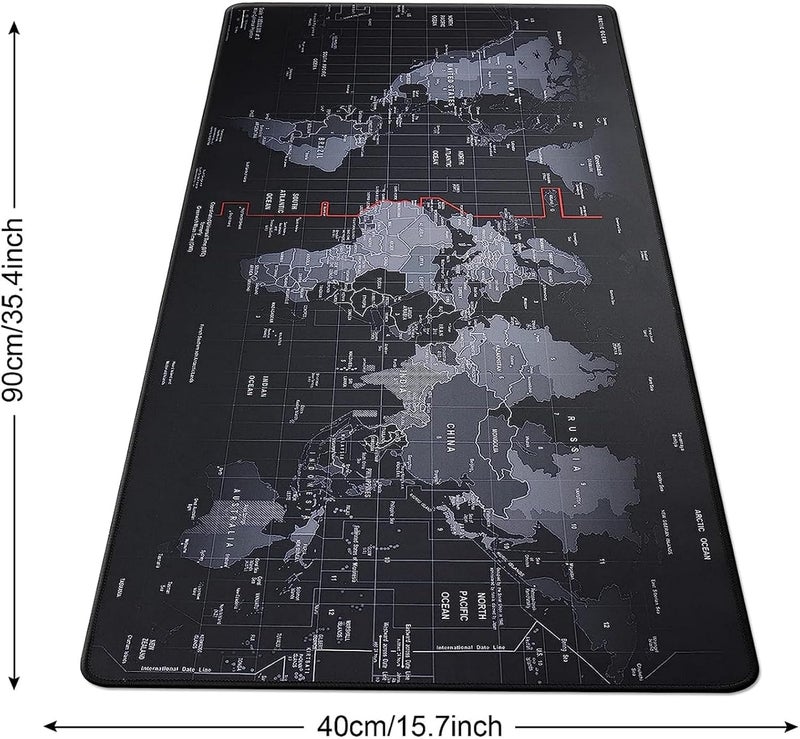 SKY-TOUCH Gaming Mouse Pad 90X40Cm, Anti-Skid Mouse Mat, World Map Mousepad Rubber Base And Stitched Edges For Gamers Office - Image 2