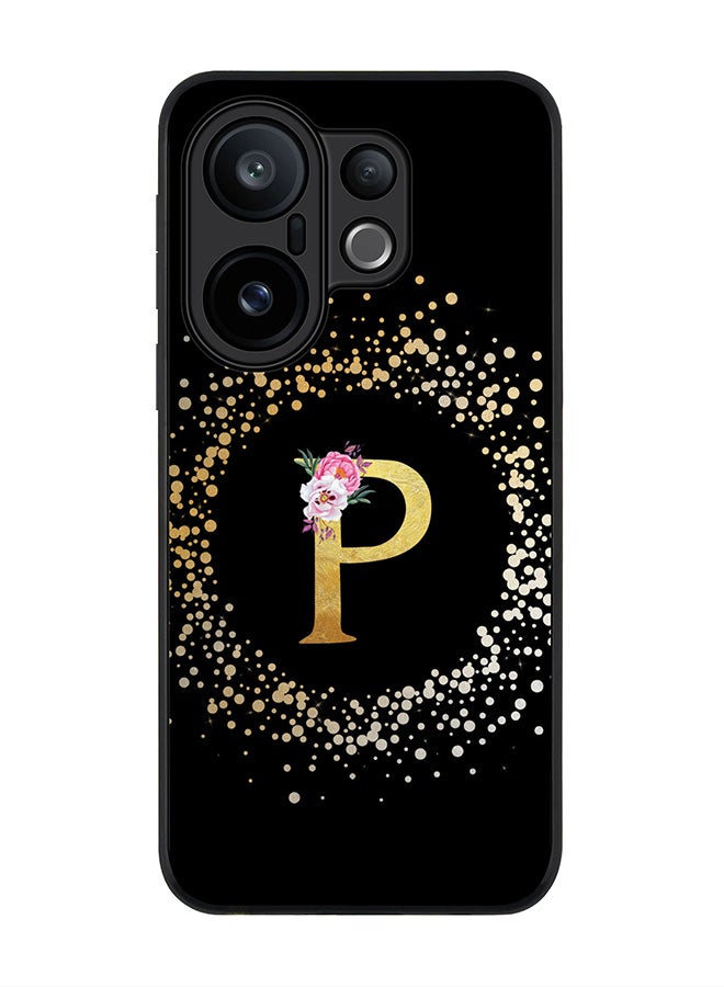 Stylizedd For vivo X200 FE / S30 Pro mini Case,Slim fit Camera Protection, Shockproof Thin Phone cover  - Custom Monogram Floral - P ( Black )