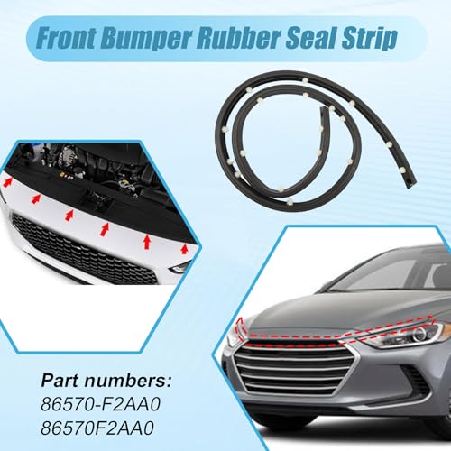 XQSMWF Front Bumper Rubber Seal Strip Hood Sealing Strip Compatible With Hyundai Elantra 2017 2018 2019 2020# 86570-F2AA0 86570F2AA0 86357-F2000 - Image 4