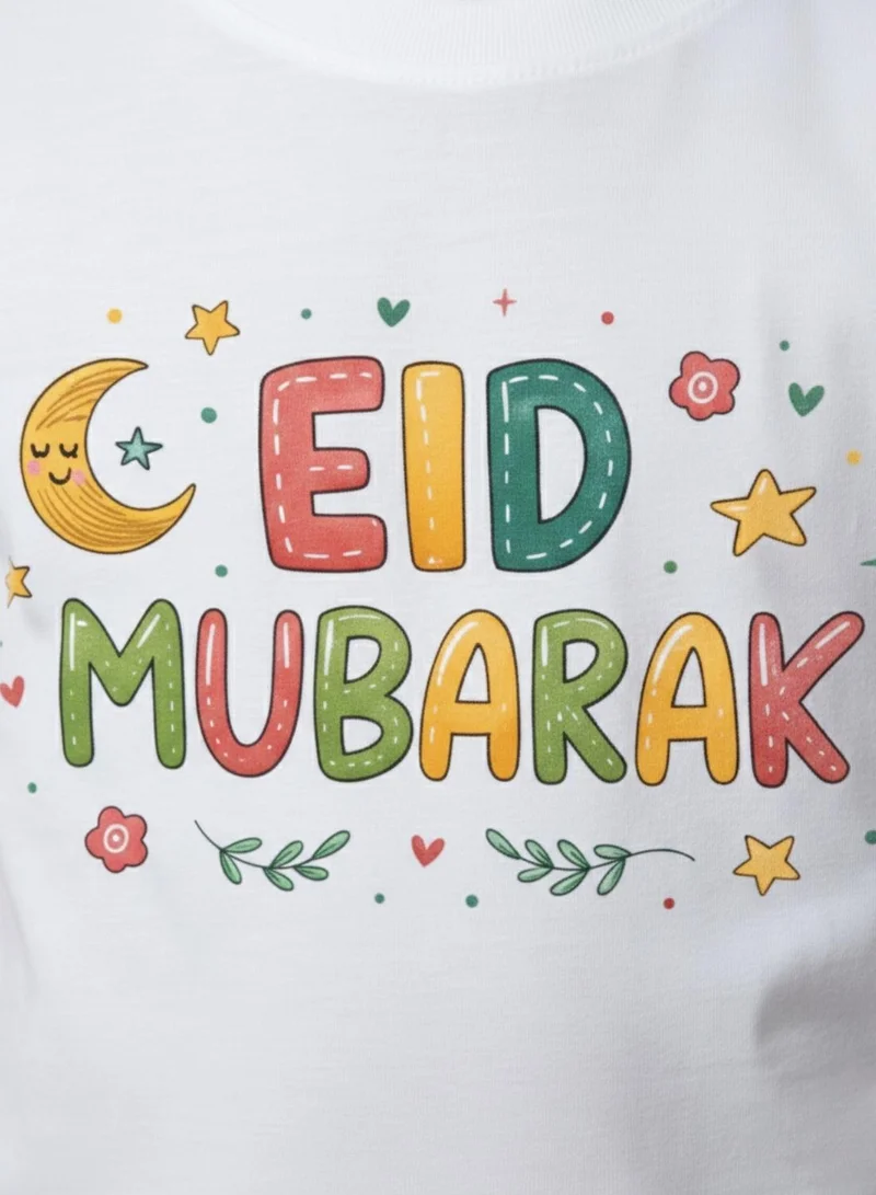 babyqlo Unisex Kids Eid Mubarak Cute Festival Cotton T-Shirt
