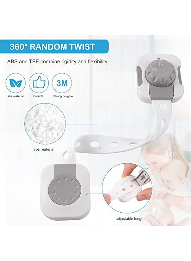 جونيس نظام قفل امان للاطفال متعدد الوظائف وقابل للتعديل بزر مزدوج من سكاي تاتش، للخزائن ودرج الثلاجة، رمادي , 1 - Image 5