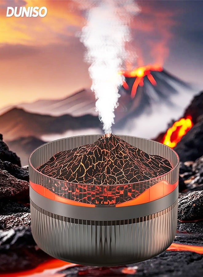 DUNISO 2L Humidifier Volcano Aroma Diffuser Large Capacity High-frequency Nanoscale Atomizing Air Humidifier with Premium Lights 2 Mist Mode USB Rechargeable Desktop Home Ultra-Silent Humidifier for Home, Office, Travel - Image 1