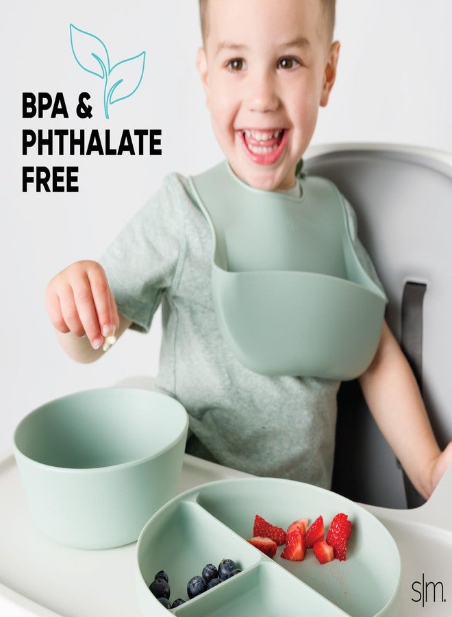 Simple Modern Silicone Bib for Babies, Toddlers | Lightweight and Durable Baby Bibs for Eating with Food Catcher Pocket | Soft Silicone with Adjustable Fit | Bennett Collection | Almond Birch - Image 3