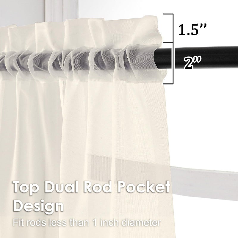 OVZME Cream Sheer Curtains 96 Inches Long 2 Panels - Soft Light Filtering Window Sheer Panels for Living Room/Bedroom  Top Dual Rod Pocket  1 Pair  Each 42Wx84L Inches - Image 2