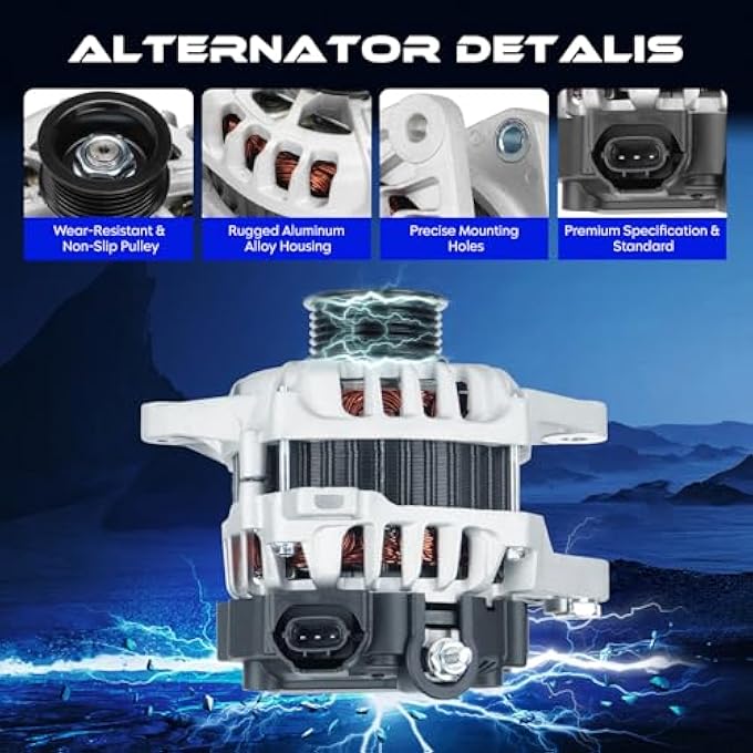 SEHNSUCHT Alternator Replacement New Fit for Hyundai Accent 2012-2017,for Veloster 2012-2017, for Kia Rio 2012-2013, L4 1.6L 1591CC 97CID, High Output Alternator Replace for 13209, 373002B300 - Image 3
