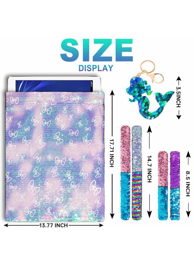 GA&EN Mermaid Reversible Sequin Drawstring Backpack/Bag Clear Iridescent Sequin+ Butterfly Shape Spotted Purple Fabric for Kids Girls One_Size - Image 5