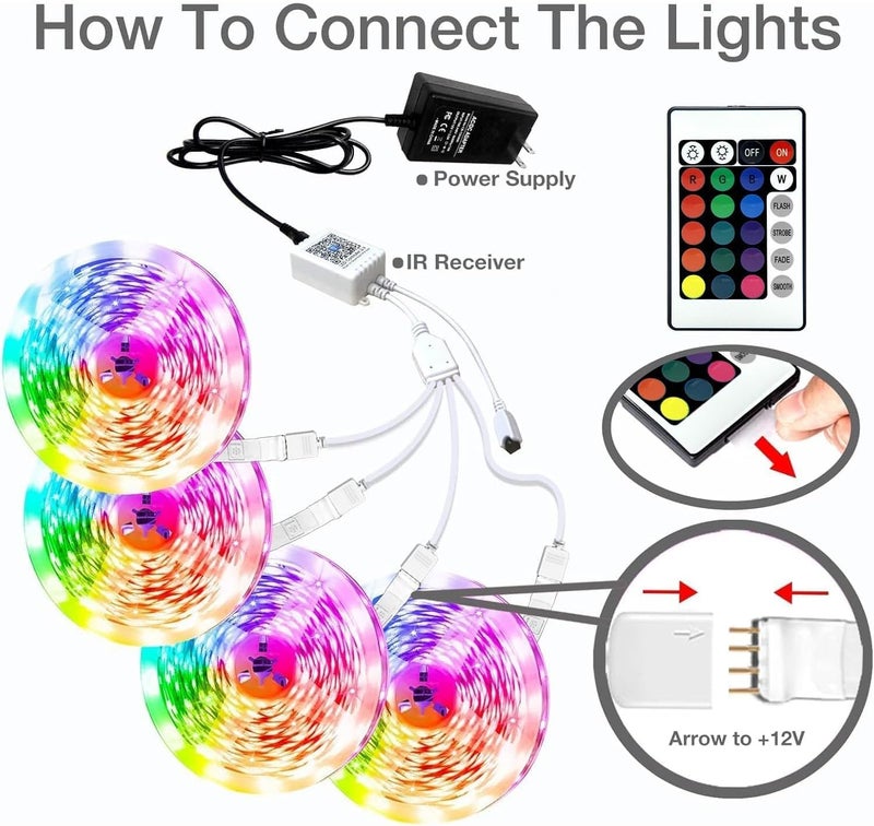 dalattin Led Lights for Bedroom 400ft, Smart Led Strip Lights with App Control Remote, RGB LED Light Strips, 24V Led Strip Lights for Room and Holiday Decoration(4 Rolls of 100ft) - Image 5