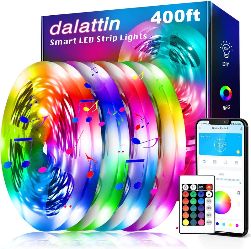 dalattin Led Lights for Bedroom 400ft, Smart Led Strip Lights with App Control Remote, RGB LED Light Strips, 24V Led Strip Lights for Room and Holiday Decoration(4 Rolls of 100ft) - Image 1