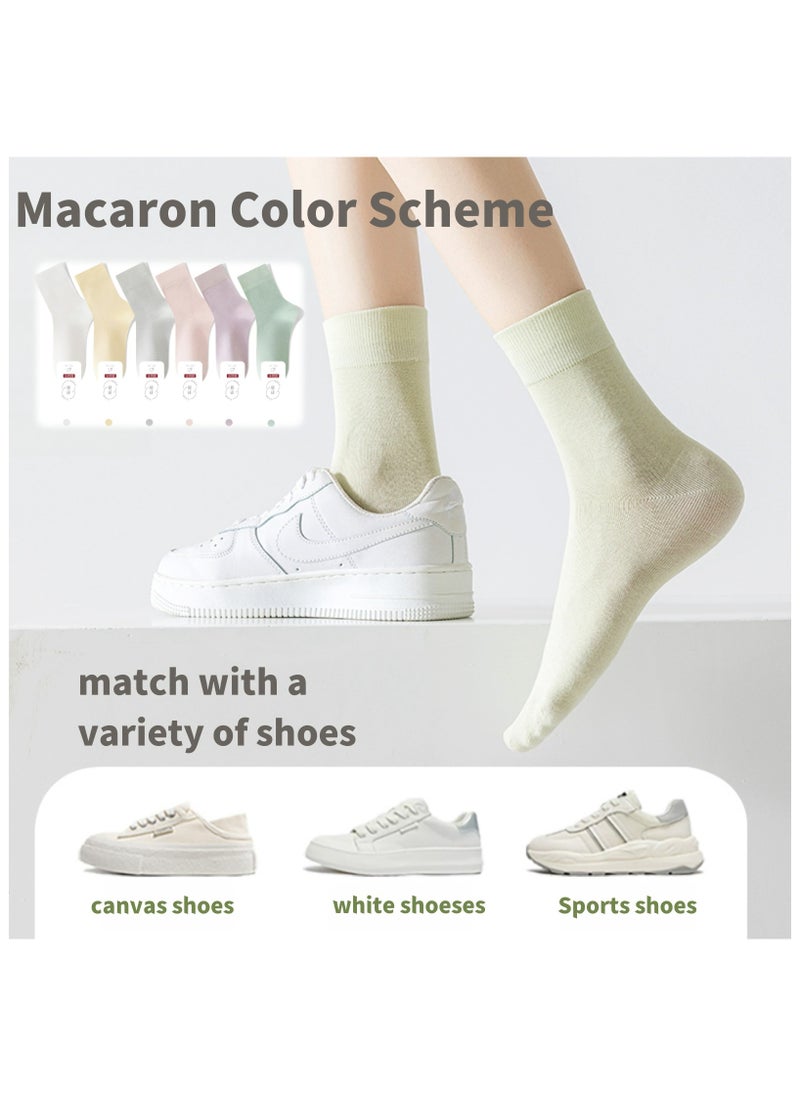 Lullaxx Lullaxx Women 100% Cotton Mid-Calf Socks (6 Pairs) - Breathable Gym & Daily Socks with Elastic Design, Moisture-Wicking, Assorted Colors  - Image 3