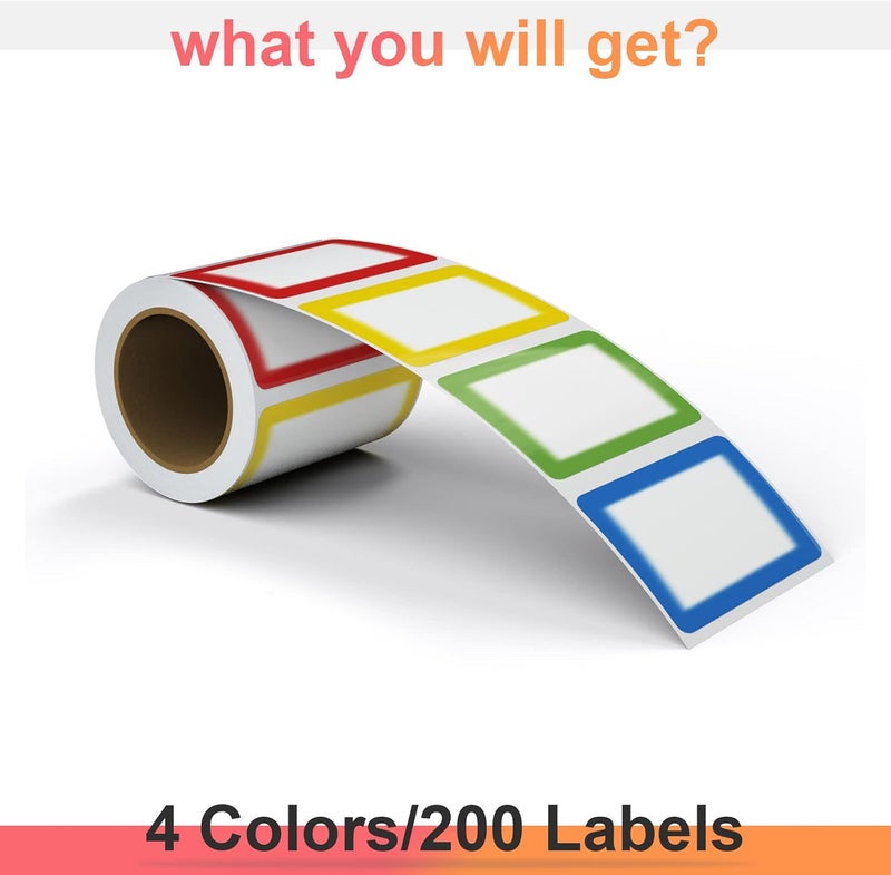 MFLABEL ® Colorful Plain Name Tag Labels - 200 Stickers, 3.5 x 2.25 Inch, Colorful Border Name Tags for Office, Meetings, School, Home, Events, and Parties - Image 3