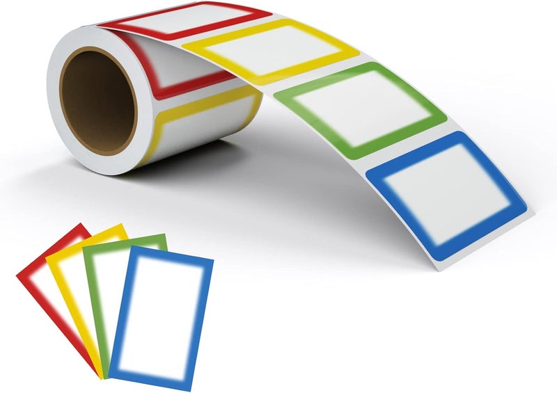MFLABEL ® Colorful Plain Name Tag Labels - 200 Stickers, 3.5 x 2.25 Inch, Colorful Border Name Tags for Office, Meetings, School, Home, Events, and Parties - Image 1