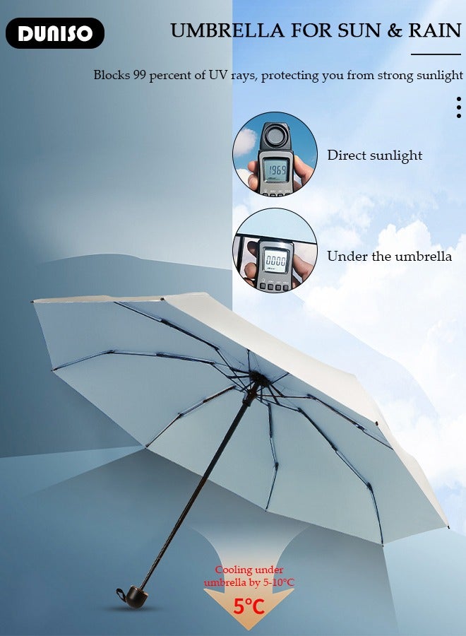 DUNISO Travel Umbrella UV Resistant, Folding Umbrella Sun Protection Lightweight Compact Portable Waterproof Windproof Rain Umbrella for Men Women - Image 2