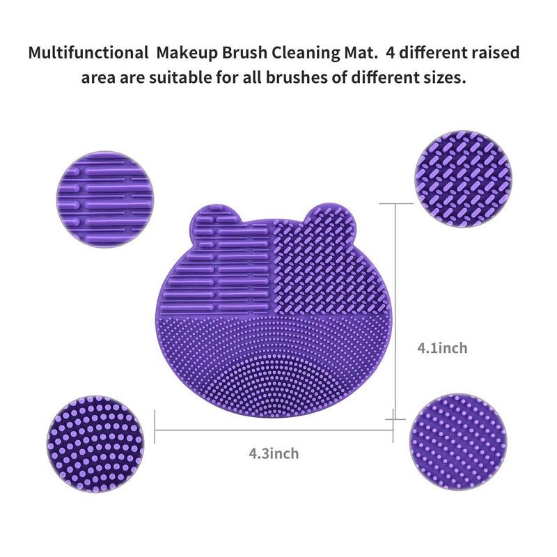 Bird&Fish Silicon Makeup Brush Cleaner Mat & Drying Pad with Carbon Removal Sponge (Rose Red) - Image 4