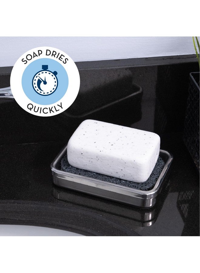 S&T INC. Soap Holder for Kitchen and Bathroom, Hand Soap and Bar Soap Lift, 2.9 Inches x 4.4 Inches, Dark Grey, 4 Pack - Image 2