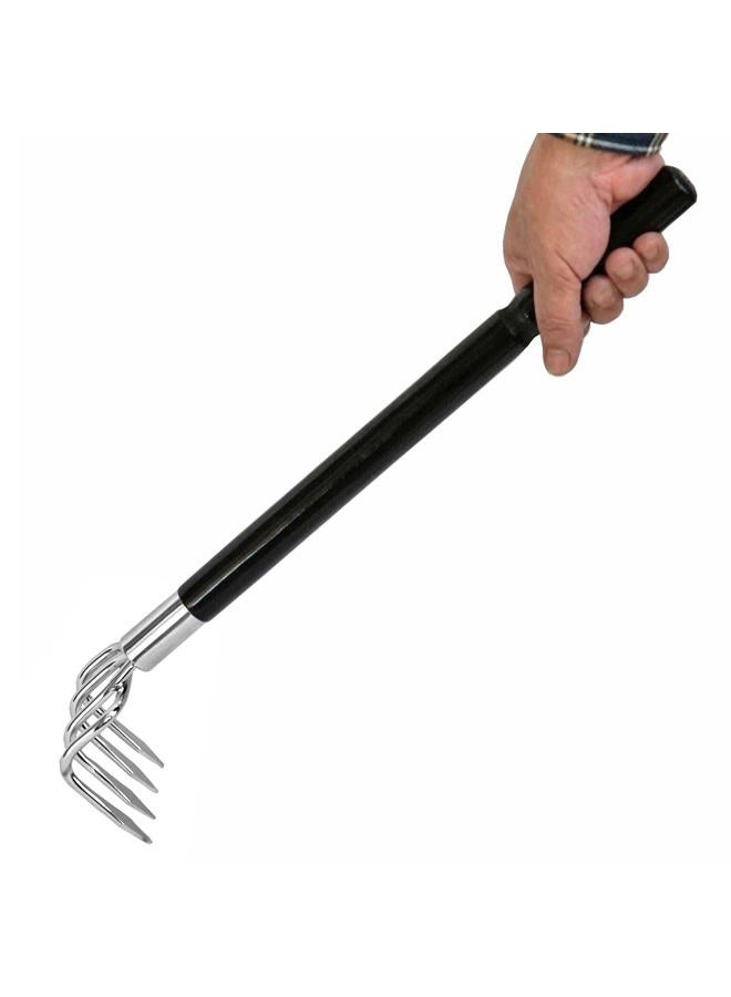 GardenHelper Japanese Rake Cultivator Long Handle 19" Heavy Duty Japanese Steel 4 Claw Wood Handle, Made in JAPAN, Hand Cultivator Tool for Digging, Weeding, Cultivating, Silver - Image 5